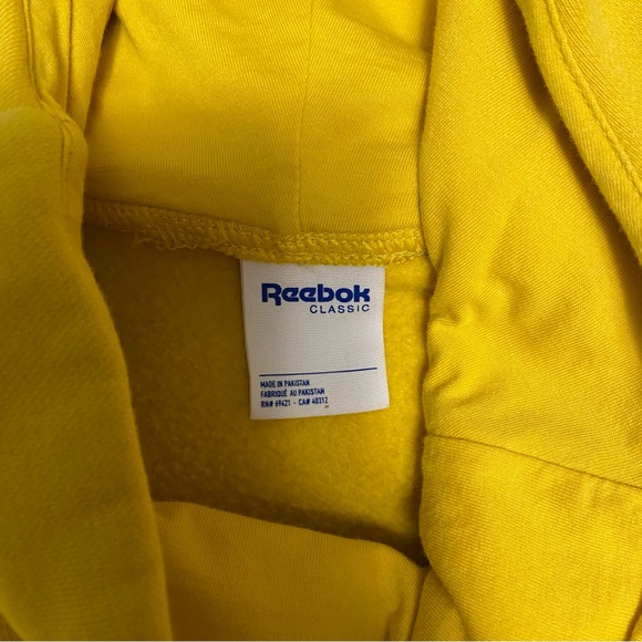 Reebok Medium Sweatshirt Dress with Ruched Sleeves, pockets, bright yellow retro - Picture 9 of 9